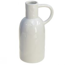 Itens Vaso de cerâmica branco para decoração a seco com alça Ø9cm Alt.21cm