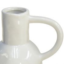 Itens Vaso de cerâmica branco para decoração a seco com alça Ø9cm Alt.21cm