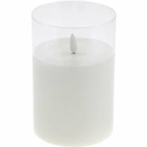 Lanterna Deco Vela LED em vidro cera verdadeira Ø10cm A15cm