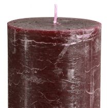 Itens Conjunto de 2 velas de pilar de luxo na cor Borgonha, cor sólida, 85x200mm, para uso romântico e decorativo.