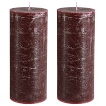 Itens Conjunto de 2 velas de pilar de luxo na cor Borgonha, cor sólida, 85x200mm, para uso romântico e decorativo.