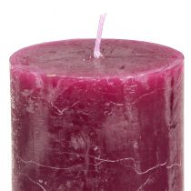 Itens Conjunto de 12 velas rústicas em formato de pilar, nas cores rosa e framboesa, 60x80mm - Versáteis para decoração e celebrações.