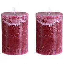 Itens Velas de pilar tingidas, estilo Berry, 85x120mm, conjunto de 2, vermelhas, decorativas