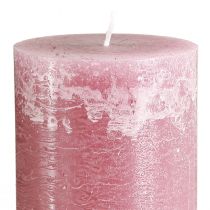 Itens Conjunto de 2 velas cilíndricas rosa, com aparência de mármore rosa antigo, 85×200mm, para decoração e presente.