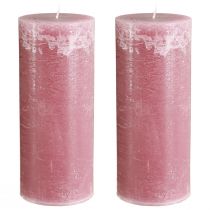 Itens Conjunto de 2 velas cilíndricas rosa, com aparência de mármore rosa antigo, 85×200mm, para decoração e presente.