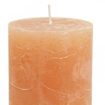 Itens Conjunto de 4 velas cilíndricas de cor sólida, tons de laranja e pêssego, 70x100mm. Decoração de velas de alta qualidade. Longa duração.