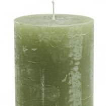 Itens Velas coloridas sólidas velas pilar verde azeitona 70×120mm 4pcs