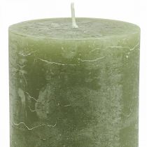 Itens Velas de cor sólida, velas de pilar verde-oliva 85×120mm 2pcs