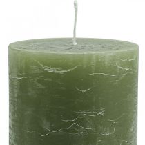 Itens Velas de cor sólida, velas de pilar verde oliva 85×150mm 2pcs
