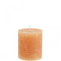 Itens Velas coloridas Laranja Pêssego Pilar velas 70×80mm 4pcs