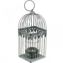 Decoração de vela, gaiola de pássaro com vidro tealight, lanterna de metal, decoração de casamento, lanterna de 22cm