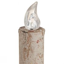 Itens Castiçal antigo com vela LED de metal com luz quente Alt.22cm