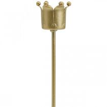 Itens Porta-velas coroa dourada, porta-velas bastão metal 4 peças
