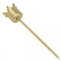 Itens Porta-velas coroa dourada, porta-velas bastão metal 4 peças