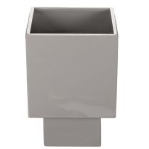 Itens Vaso cúbico cinza com base para decoração moderna, 22 cm