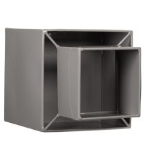 Itens Vaso cúbico cinza com base para decoração moderna, 22 cm