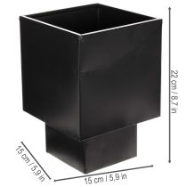 Itens Vaso cúbico preto com base, moderno, 22 cm