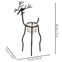 Itens Castiçal em forma de rena com copo para vela pequena, 28 cm