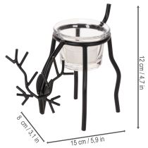 Itens Castiçal em forma de rena com copo para vela pequena, 15 cm