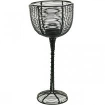 Suporte para velas copo de vinho decorativo em metal preto Ø10cm A26,5cm