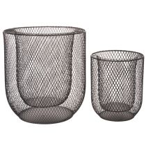 Itens Castiçal de arame preto em forma de cesta, Ø28,5/18 cm, conjunto de 2