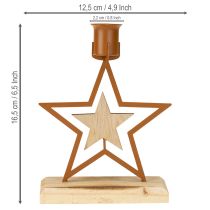 Itens Velas castiçal estrela coração abeto marrom H16.5cm sortidas 3 unidades