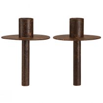 Itens Castiçal para garrafas com aspecto de ferrugem Ø8,5cm Alt.12cm 2 unidades