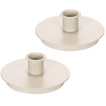 Itens Castiçais redondos cor creme para velas finas, decoração de mesa, 10 cm, 2 peças