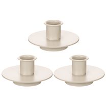 Itens Castiçal de metal bege fosco, pequeno para velas cônicas, 8 cm, conjunto de 3 peças