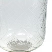 Itens Lanterna de vidro com base efeito antigo prateado Ø17cm A31,5cm