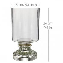 Lanterna vidro vela vidro antigo prata Ø13cm H24cm