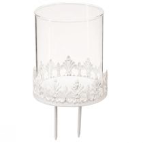 Itens Castiçal com espinho porta-vela branco Alt.8cm 4 unidades