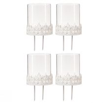 Itens Castiçal com espinho porta-vela branco Alt.8cm 4 unidades