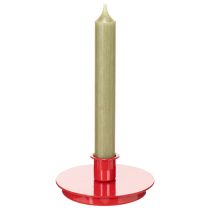 Itens Castiçais compactos de metal vermelho para velas cônicas de 10 cm, 2 peças.