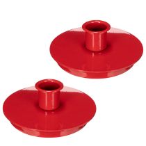 Itens Castiçais compactos de metal vermelho para velas cônicas de 10 cm, 2 peças.