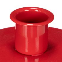 Itens Castiçais pequenos vermelhos para velas cônicas de 8 cm, conjunto com 3 peças.