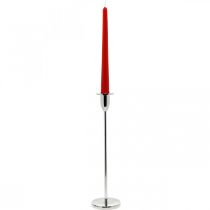 Itens Castiçal castiçal de decoração de metal prateado para velas em pau Alt.31cm