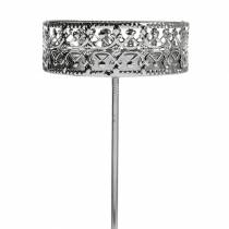 Itens Castiçais florais para conectar em prata Ø7,4 cm Alt. 12,5 cm estilo antigo 4 unidades