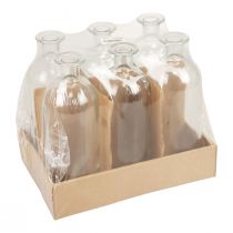 Itens Castiçal garrafas decorativas mini vasos vidro transparente Alt.19,5cm 6 unid.