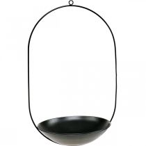 Tigela decorativa para pendurar anel de metal preto Decoração Scandi 28 × 54cm