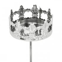 Coroa de decoração de vela, suporte de luz azul para colar, decoração do Advento em prata Ø5,5 cm 4 unidades