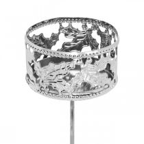 Castiçal com palma, suporte de tealight para coroa do Advento prata Ø5,5cm 4 unidades