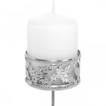 Itens Castiçal com palma, suporte de tealight para coroa do Advento prata Ø5,5cm 4 unidades