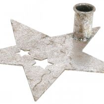 Itens Estrela de decoração de metal, castiçal cônico para prata de Natal, visual antigo 20cm × 19,5cm