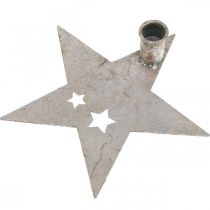 Itens Estrela de decoração de metal, castiçal cônico para prata de Natal, visual antigo 20cm × 19,5cm