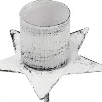 Itens Porta-velas em forma de estrela para colar metal branco shabby chic 6cm 4 peças