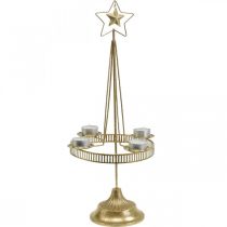 Castiçal Pilar Vela Estrela Dourada Ø23cm A49,5cm