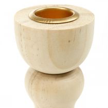 Itens Castiçal de madeira decoração de mesa para velas cônicas H17cm 2 peças