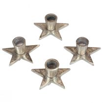 Itens Castiçal prata castiçal estrela 8x8x4,5cm 4 unidades