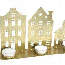 Itens Castiçal Luzes de Natal Decoração Casas Douradas 52×12cm